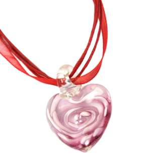 1pc Red Heart Bead Colored Glaze Pendant Necklace New  