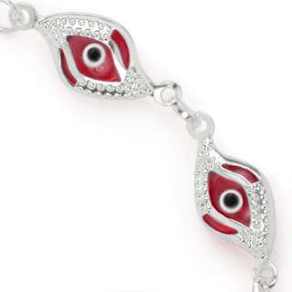 Evil Eye 925 Sterling Silver Judaica Hamsa Bracelet Red  
