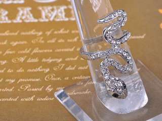   Clear Rhinestone Crystal Snake Wrapped Animal Custom Made Ring  