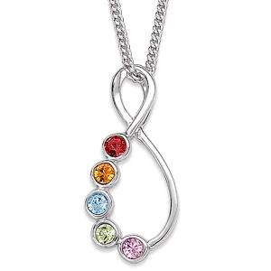 Personalized Sterling Silver Mothers Eternal Birthstone Necklace   2 