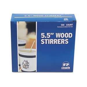 Royal Paper RPP R810 WOOD COFFEE STIRRERS, 5 1/2 LONG, WOODGRAIN, 1000 