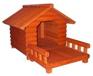 Log Cabin Dog House Large with Porch Merry Pet Products EL001 HP 
