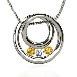  Inner Circle Necklace, Round Diamond Sterling Silver Necklace 