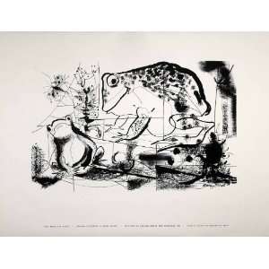  1954 Lithograph Rainey Bennett Modern Art Frogs Bug Collins Miller 