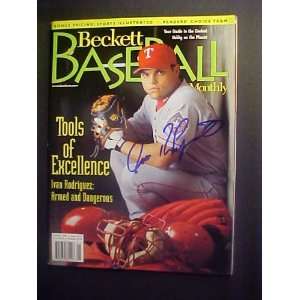 Ivan Rodriguez Texas Rangers Autographed January 1998 Beckett Magazine