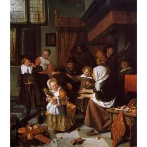 FRAMED oil paintings   Jan Steen   24 x 28 inches   The Feast of Saint 