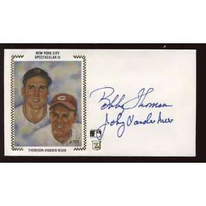 Bobby Thomson Johnny Vander Meer Z Envelope Autograph   MLB Cut 