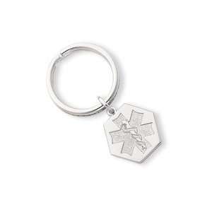    Rhodium Plated Large Satin Medical Key Ring Kelly Waters Jewelry