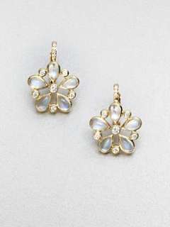 Temple St. Clair   Diamond Accented Blue Moonstone Floral Earrings