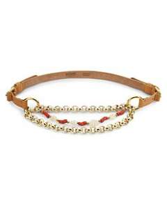 Moschino Cheap And Chic   Sea Inspired Chain & Leather Belt/Brown