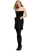    Aqua Black Silk Shirred Strapless Dress customer 
