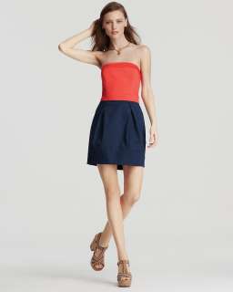 French Connection Color Block Dress   Wizard Cotton Strapless 