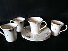 Espresso Coffee Cups and Saucers Service for 4 Handpain