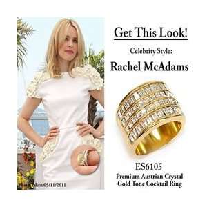ES6105 RACHEL MCADAMS Inspired Pave Set Premium Austrian Crystal Gold 