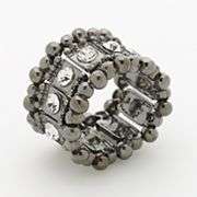 Jet Simulated Crystal Bead Stretch Ring   Plus