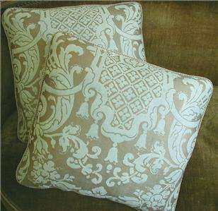 Fortuny Fabric Designer Pillows Metallic Pair Set of 2  