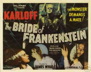 THE BRIDE OF FRANKENSTEIN BORIS KARLOFF MOVIE POSTER  