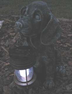 Cute Hound Dog Solar Light Garden Statue Pup Black  