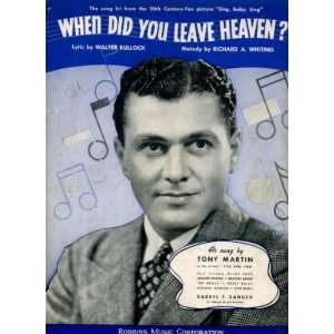   Did You Leave Heaven Vintage 1936 Sheet Music as sung by Tony Martin