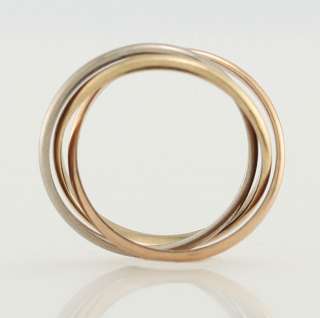   Designer 18k Gold Tri Color Gold Trinity Band Ring Size 5.5  