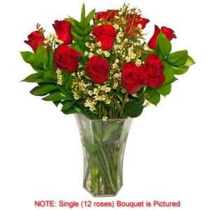 Valentines Rose Double Bouquet   Two Dozen (24) Red Roses   LONG STEM 