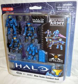New Mega Bloks 96962 Halo Blue Team Combat Unit 4 Figure Pack Target 