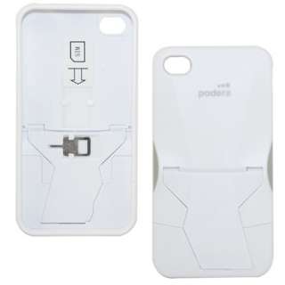 Kickstand Hard Plastic Case Cover with Card Slot for iPhone 4 4S White 