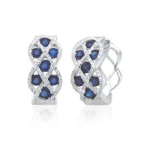   Effy 14K White Gold Sapphire and Diamond Earring, 2.07 Tcw.: Jewelry