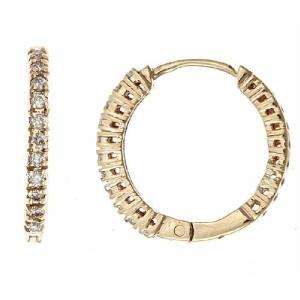 25ct Diamond Huggie Hoop Earrings 14k Yellow Gold  