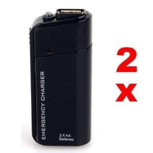  2x Portable AA Battery Powered Emergency Charger with Flashlight 