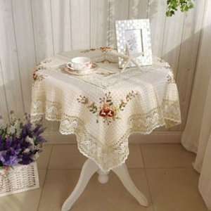   Floral Linen Cotton Square Shape Kitchen Dining Tablecloth Home