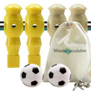  4 Yellow and Tan Foosball Men and 2 Soccer Balls with Free 