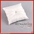 Ivory Wedding Ring Pillow with Rhinestone Buckle  