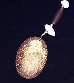 Handcrafted Coconut Shell and Mother of Pearl Fan Pull
