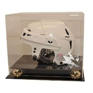  Goalie Mask Case, gold risers   Hockey Display Cases 