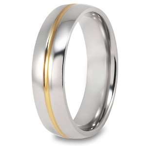  Chisel 14K Gold Plated Grooved Polished Titanium Ring (6.0 