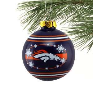  Denver Broncos Navy Blue Snowflake Glass Ball Ornament 