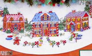 Dimensions GINGERBREAD LAND Counted Cross Stitch Christmas Tree Skirt 