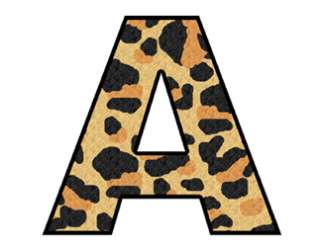LEOPARD ALPHABET LETTER NAME JUNGLE WALL STICKERS DECAL  
