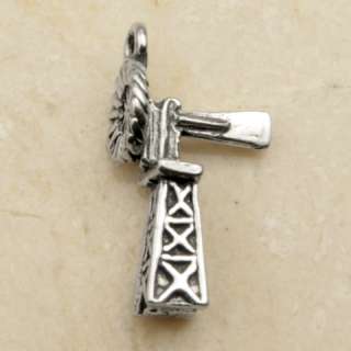 WINDMILL Silver Plated PEWTER Charm Jewelry Pendant  