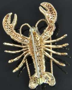   Rose Gold 2.65 CT Ruby Diamond Lobster Animal Pin Brooch Heavy  