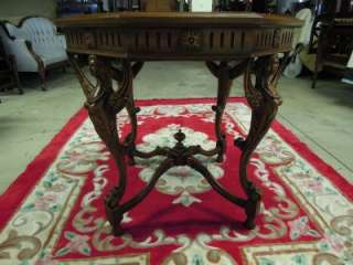   , SOLID WOOD, ITALIAN MARBLE TOP, HAND CARVED OCTAGON TABLE  