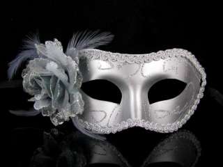 New Silver Rose Venetian Costume Masquerade Cosplay Fancy Ball Party 