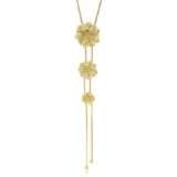 Kenneth Jay Lane Satin Gold 3 Flower Drop Necklace