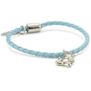 Accessories & Beyond Baby Blue Braided Leather Charm Bracelet 