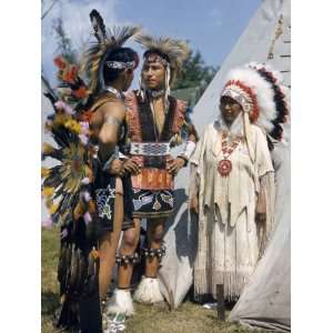  Otoe Indians Wearing Traditional Clothing Stand in Front 
