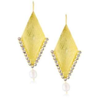 Taara Mughal Collection Dull Gold Diamond Shaped Earrings   designer 