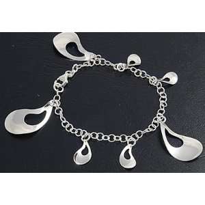   Sterling Silver Fancy Teardrop Shape Charm Italian Bracelet Jewelry