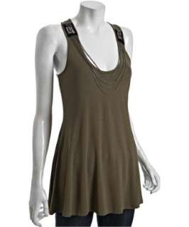 linQ army green jersey embellished scoop neck tunic   up to 70 