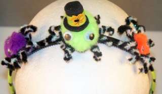 OOAK Halloween Neon Green Top Hat Spider +Pals Headband  